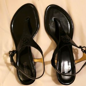 Michael Michael Kors patent black wedge sandals